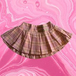 Pink Plaid Mini Pleaded Skort